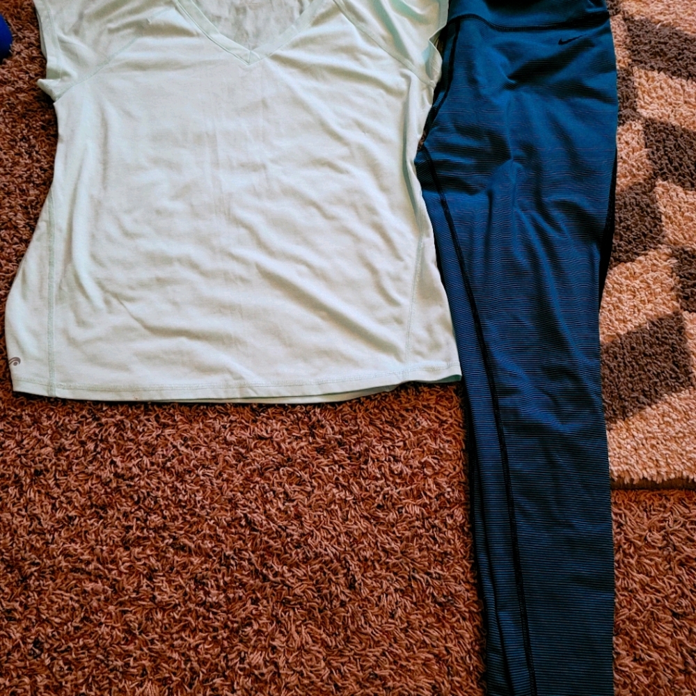 Nike pants paired with a mint green ideology top.